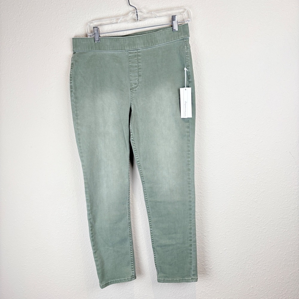 Soft Surroundings Sage Green Pull On Slim Leg Pants Womens Petite PM NWT